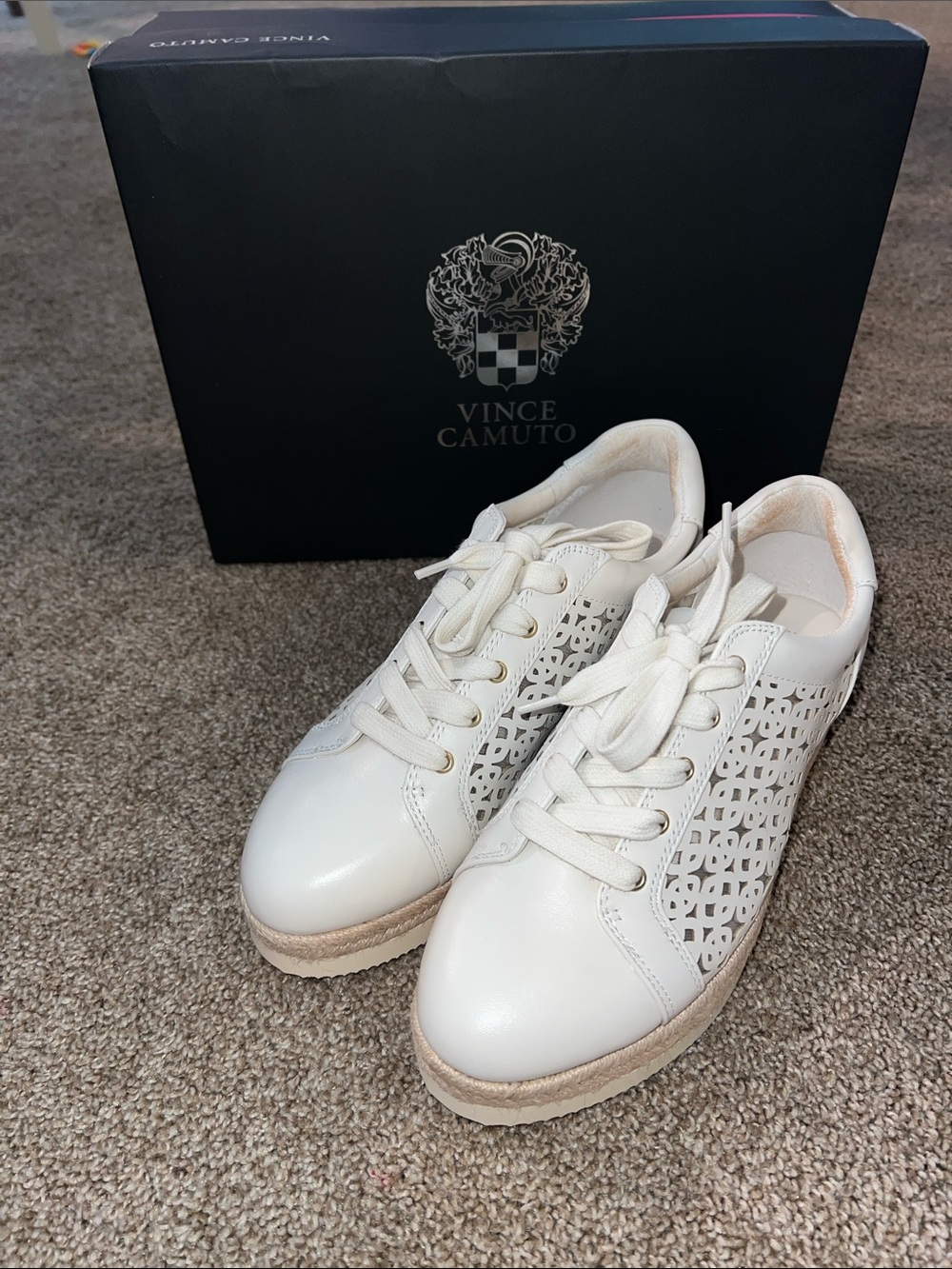 Vince Camuto Leather Platform Brensy Sneaker in Coconut Cream
